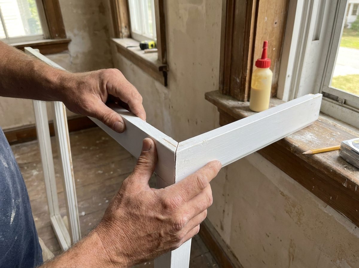 Fitting a mitered casing corner by hand
