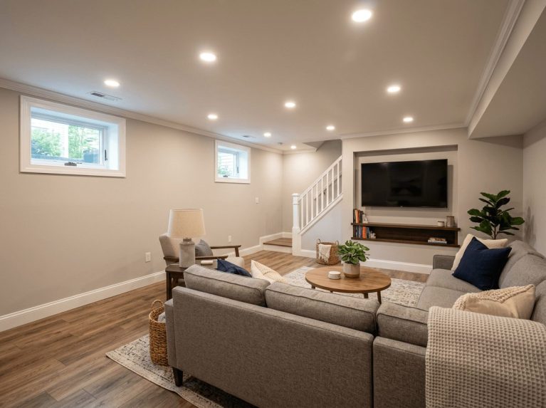 Basement Remodel after — basement remodel completed in Bellingham, MA by JP Creative Maintenance