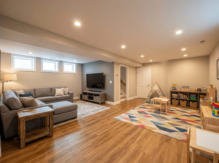 Basement Remodel after — basement finishing completed in Franklin, MA by JP Creative Maintenance