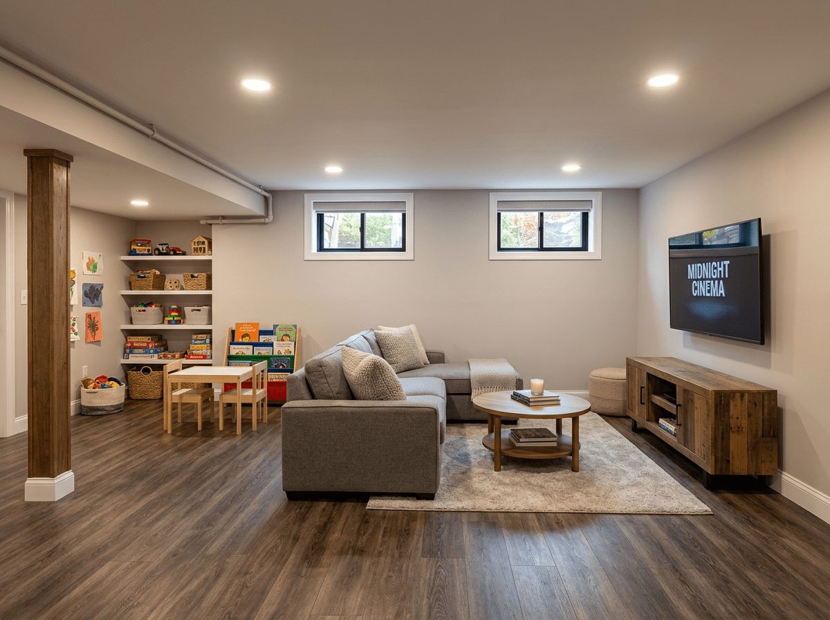 Basement Remodel after — basement remodel completed in Hopkinton, MA by JP Creative Maintenance