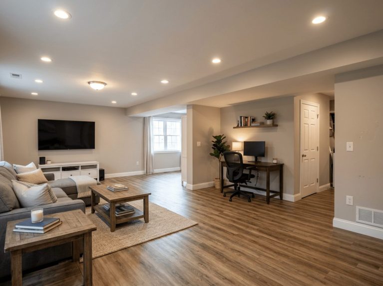 Basement Remodel after — basement remodel completed in Millis, MA by JP Creative Maintenance