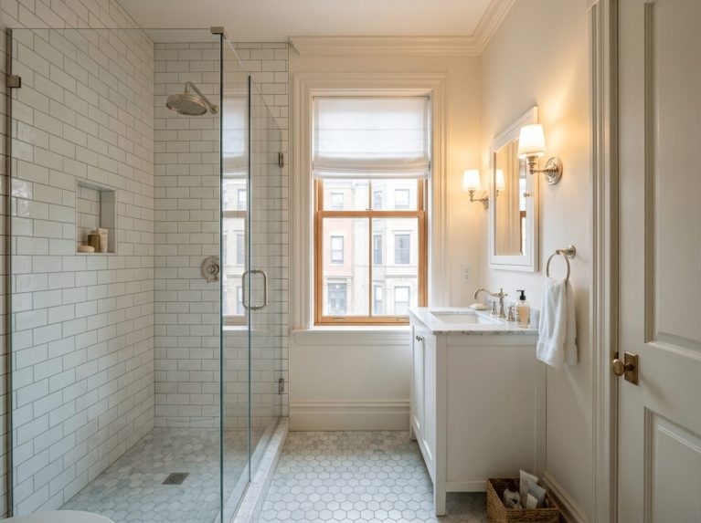 Bathroom Remodel after — full bathroom remodel completed in Back Bay, Boston by JP Creative Maintenance