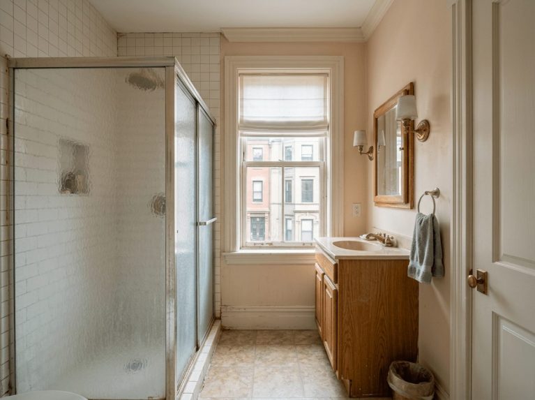 Bathroom Remodel before — original condition prior to full bathroom remodel in Back Bay, Boston
