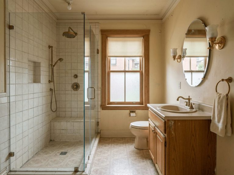 Bathroom Remodel before — original condition prior to primary bath renovation in Beacon Hill, Boston