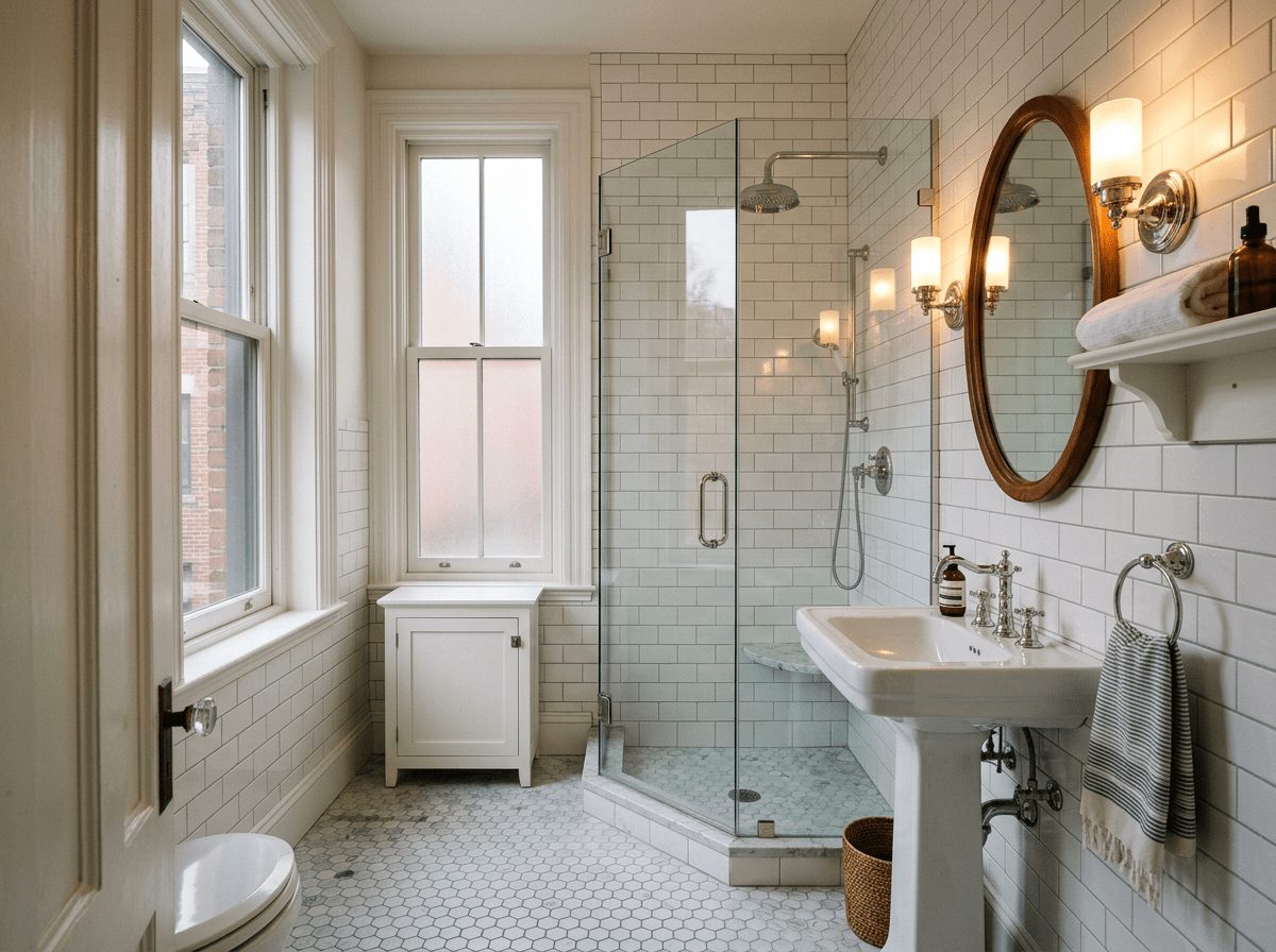 Tub-to-shower conversion with tile surround in a South Boston home