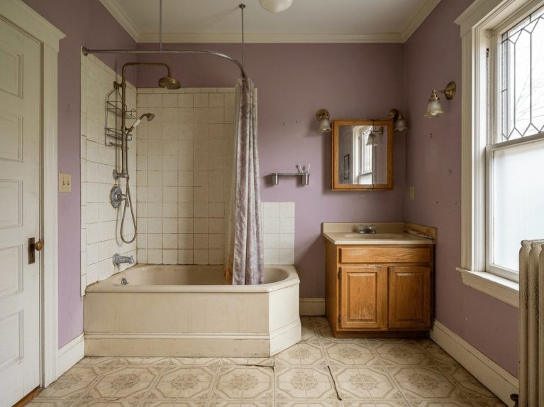 Bathroom Remodel before — original condition prior to compact bath remodel in Dedham, MA
