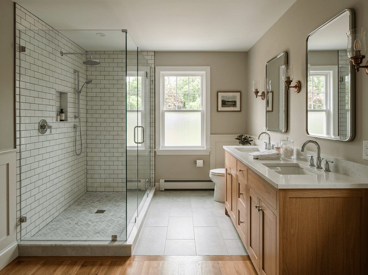 After: bathroom remodeling project in Wellesley, MA by JP Creative Maintenance