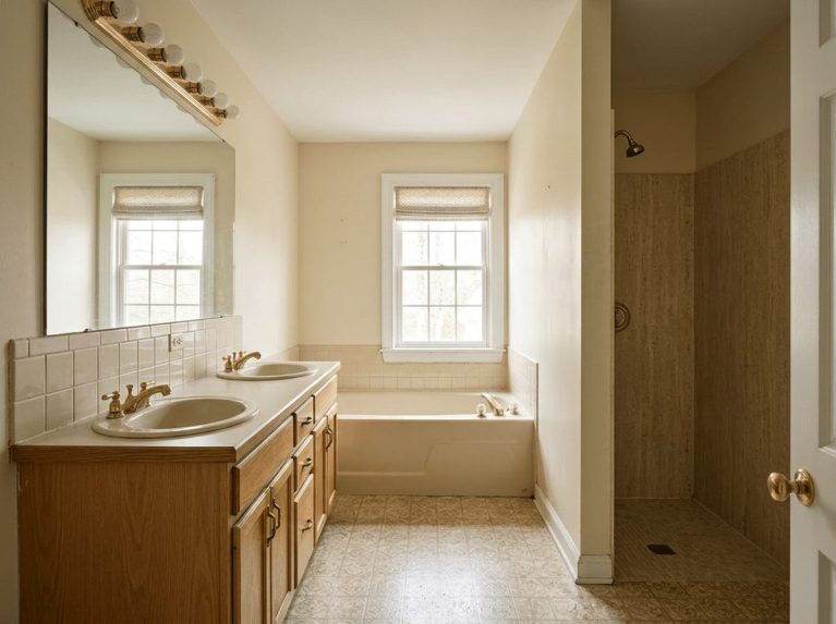 Bathroom Remodel before — original condition prior to primary bath renovation in Weston, MA