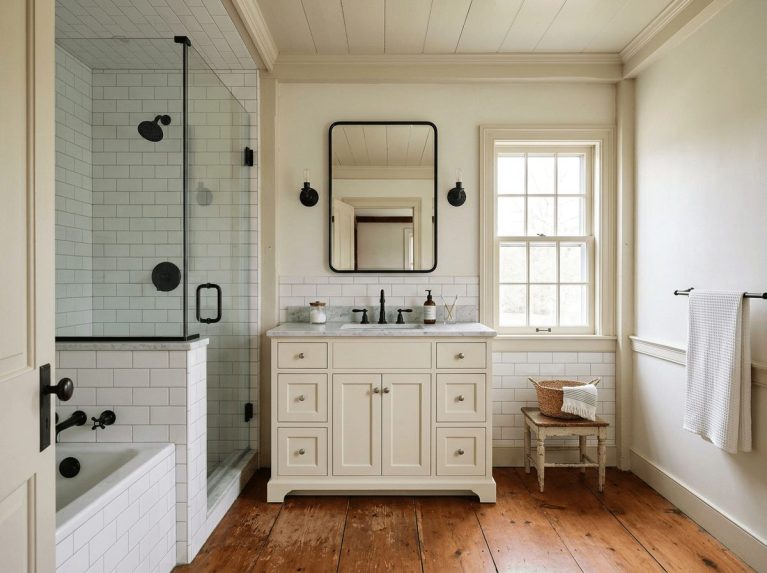 Bathroom Remodel after — guest bath renovation completed in Concord, MA by JP Creative Maintenance