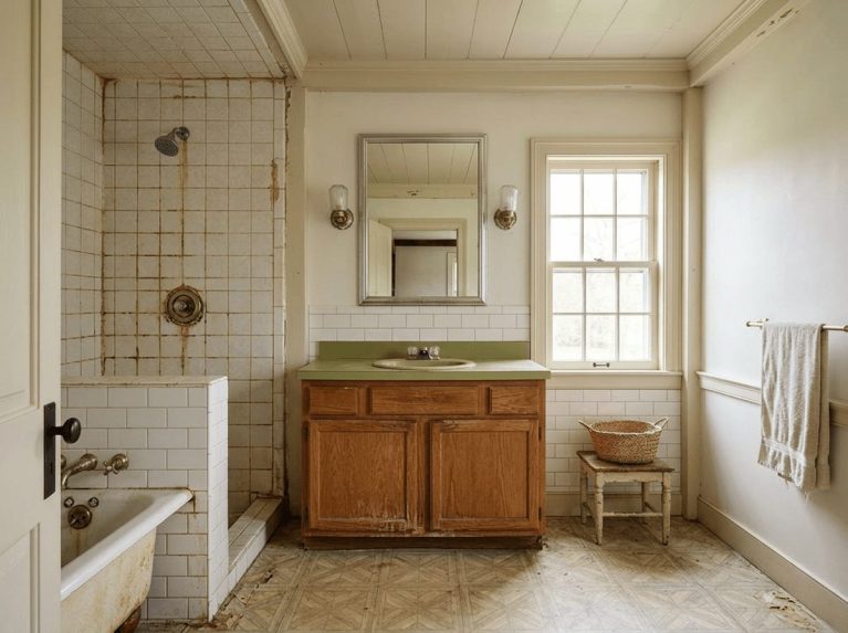 Bathroom Remodel before — original condition prior to guest bath renovation in Concord, MA