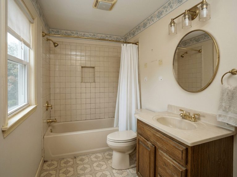 Bathroom Remodel before — original condition prior to primary bath renovation in Hopkinton, MA