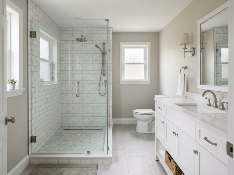 Bathroom Remodel after — master bath update completed in Bellingham, MA by JP Creative Maintenance