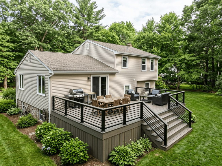 Deck & Porch after — deck rebuild completed in Bellingham, MA by JP Creative Maintenance