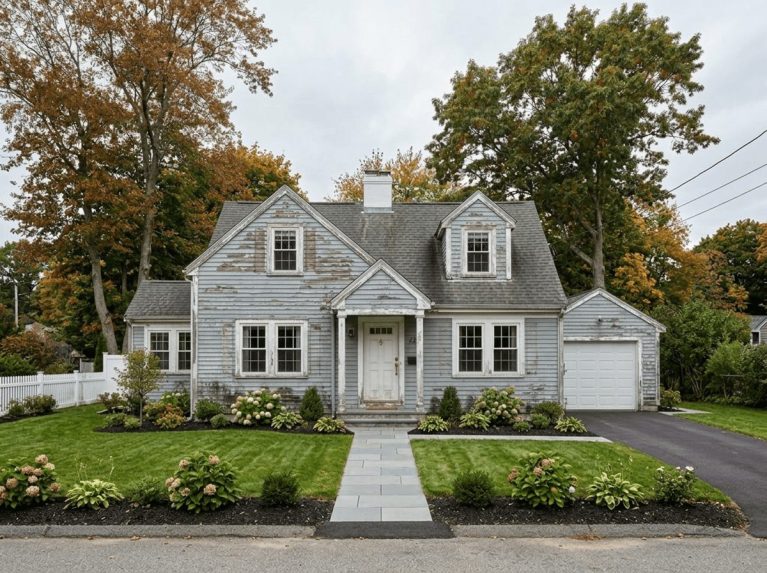 Exterior Painting before — original condition prior to exterior repaint in Bellingham, MA