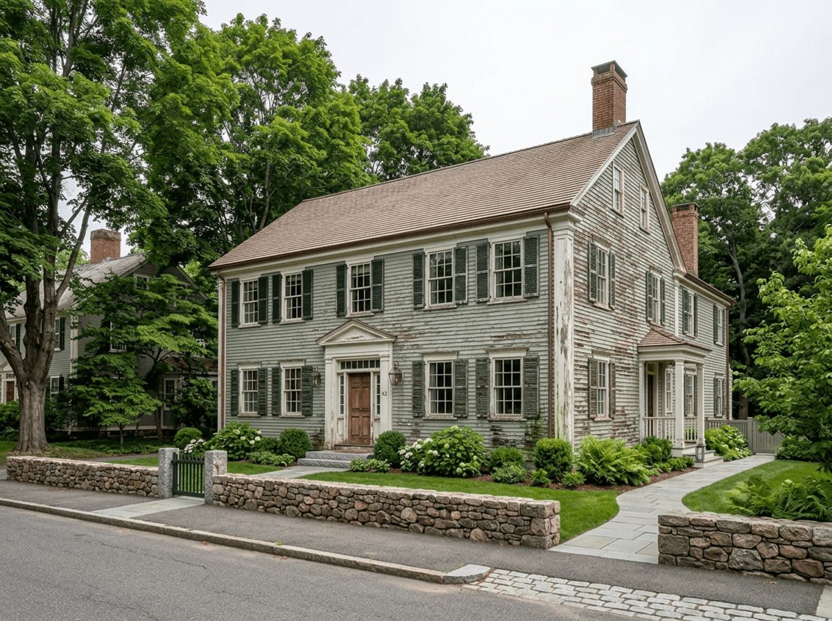 Exterior Repaint before — original condition prior to the full exterior repaint in Medfield, MA