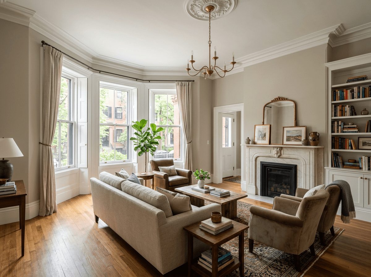 Interior Painting after — walls, trim, and doors fully repainted in Brookline, MA by JP Creative Maintenance