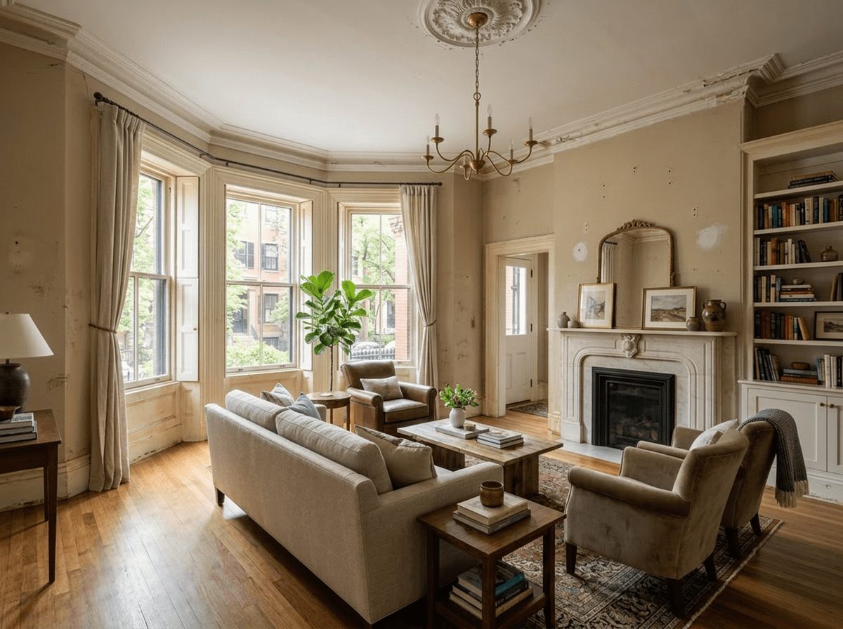 Interior Painting before — original condition prior to whole-home interior painting in Brookline, MA