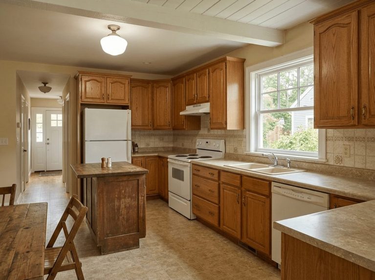 Kitchen Remodel before — original condition prior to kitchen renovation in Bellingham, MA