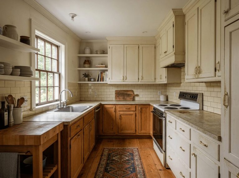 Kitchen Remodel before — original condition prior to kitchen cabinet & counter remodel in Cambridge, MA