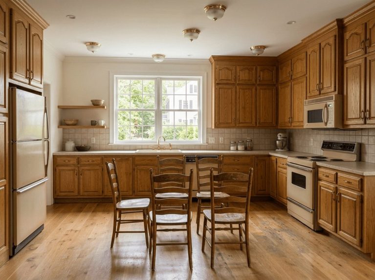 Kitchen Remodel before — original condition prior to kitchen cabinet & counter remodel in Natick, MA