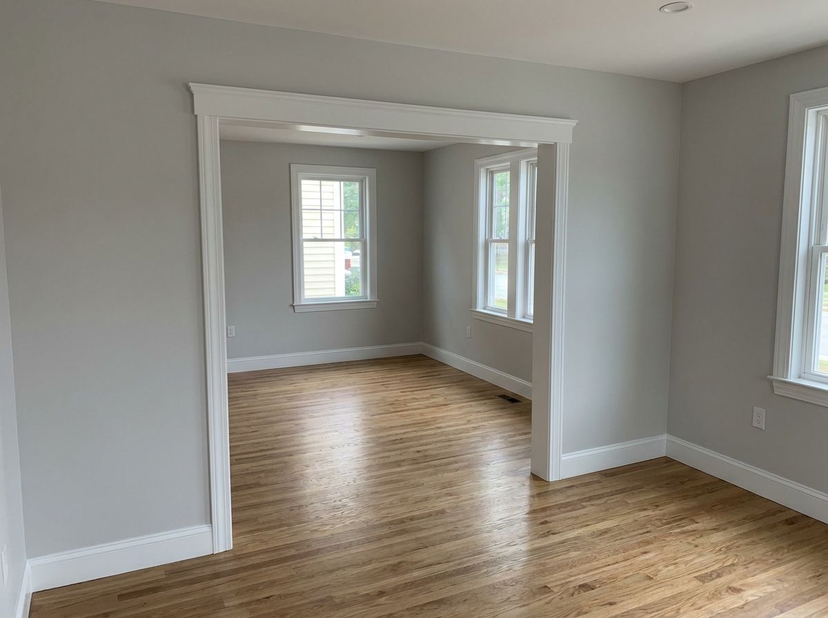 Finished cased opening between rooms after a commercial layout change