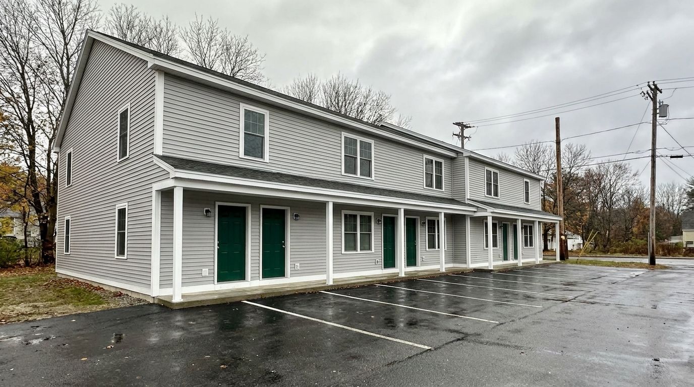 After - the same commercial property with fresh exterior paint and crisp white trim