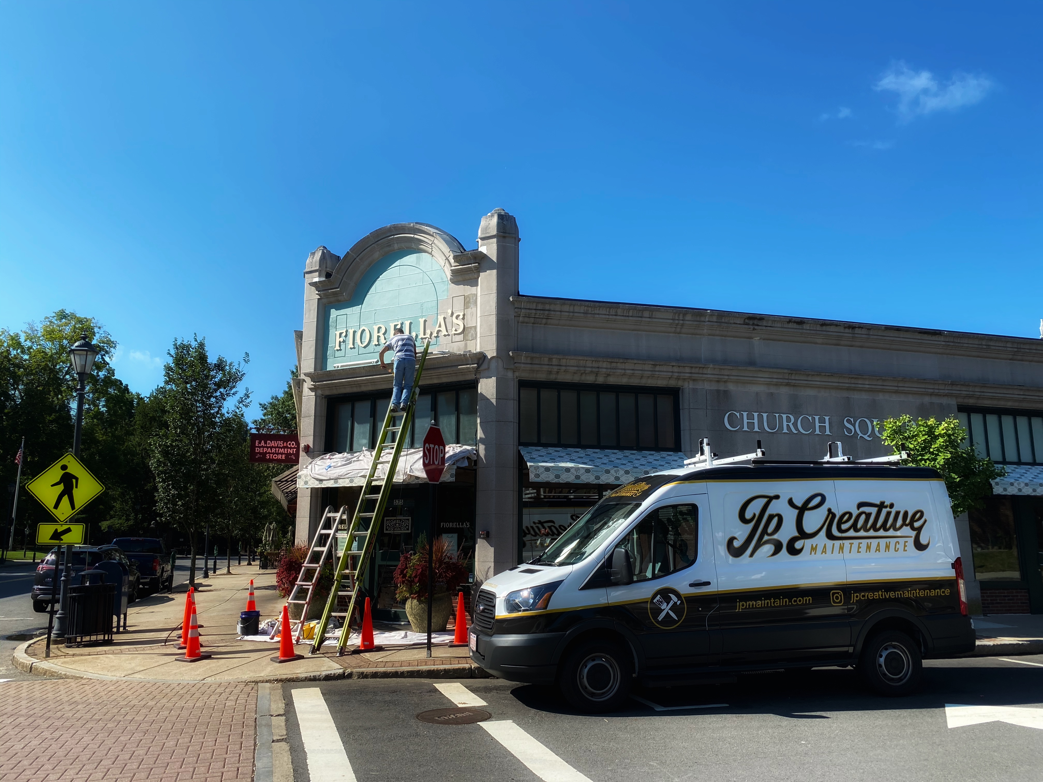 Restaurant maintenance and exterior painting at Fiorella's in Wellesley, MA - commercial work by JP Creative Maintenance (2)