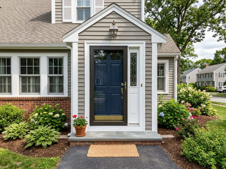 Completed storm door installation in Franklin, MA — new storm door fitted for a clean close