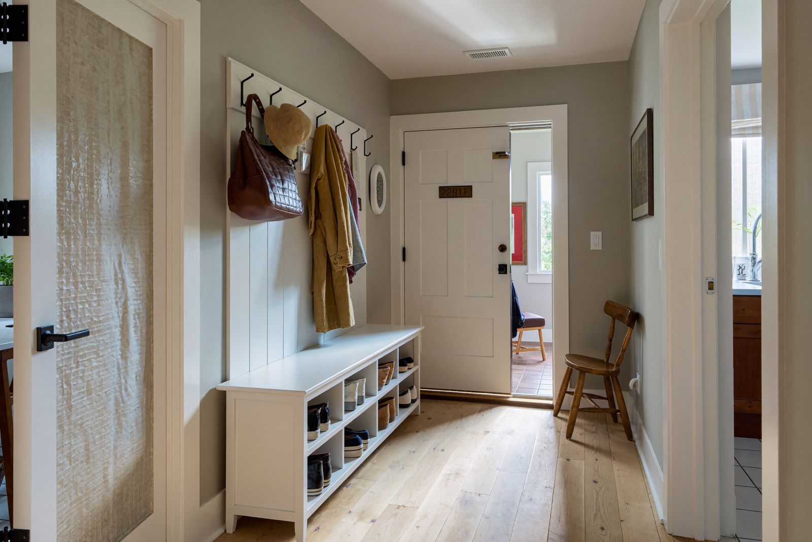 Practical mudroom entry with bench and storage
