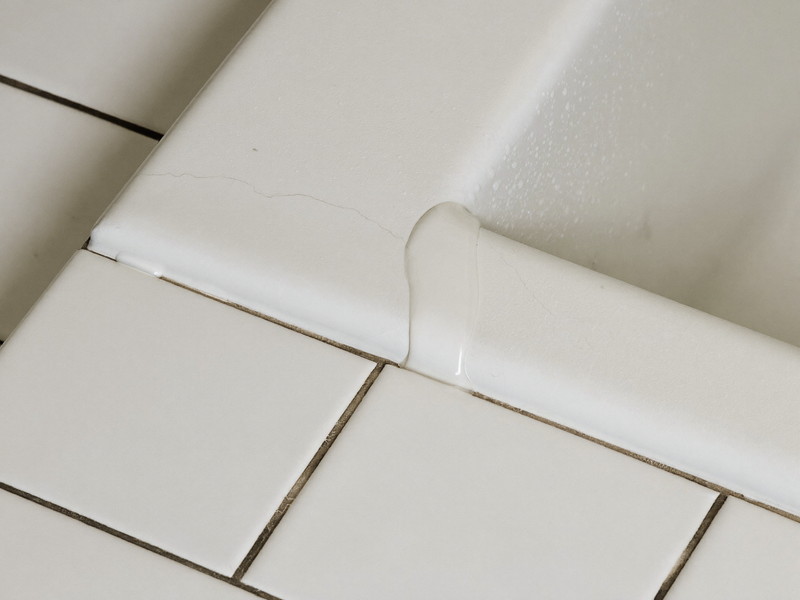 Smooth fresh caulk line where tile meets the tub edge — illustrative imagery